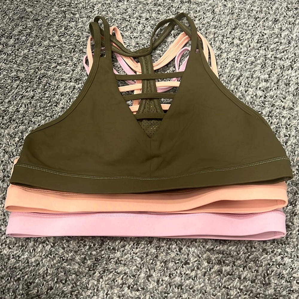 Zyia mild support bras! Beautiful under tops.  Great for low impact workout